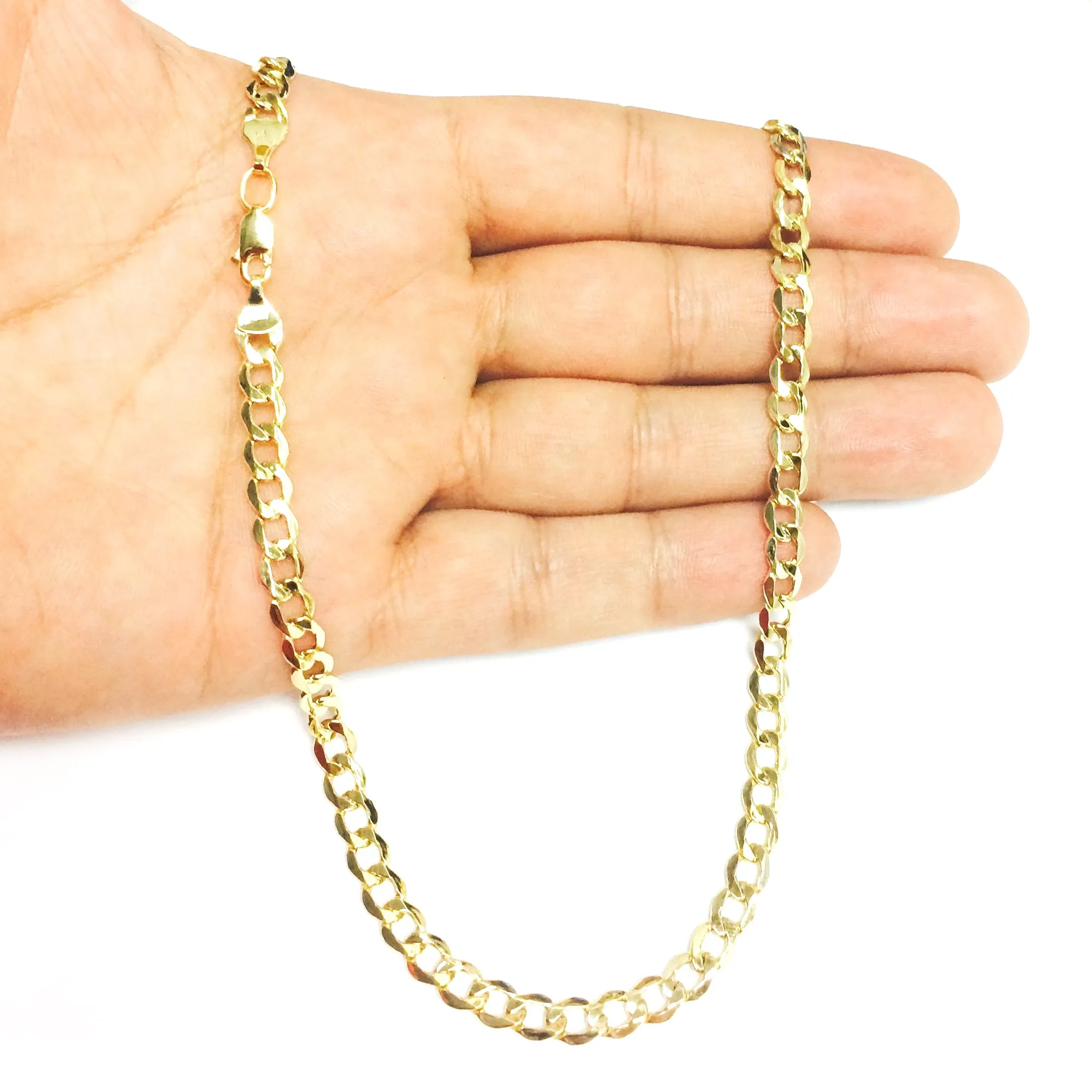 10k Yellow Gold Curb Hollow Chain Necklace, 5.3mm