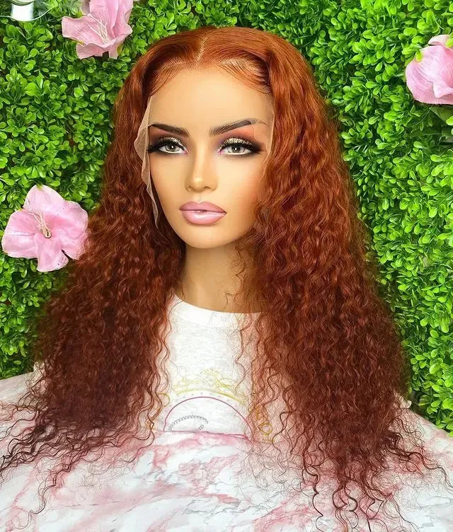 11A grade ginger orange color water wigs