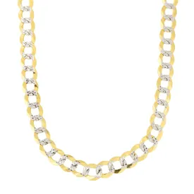 14k 2 Tone Yellow And White Gold Curb Chain Necklace, 5.7mm