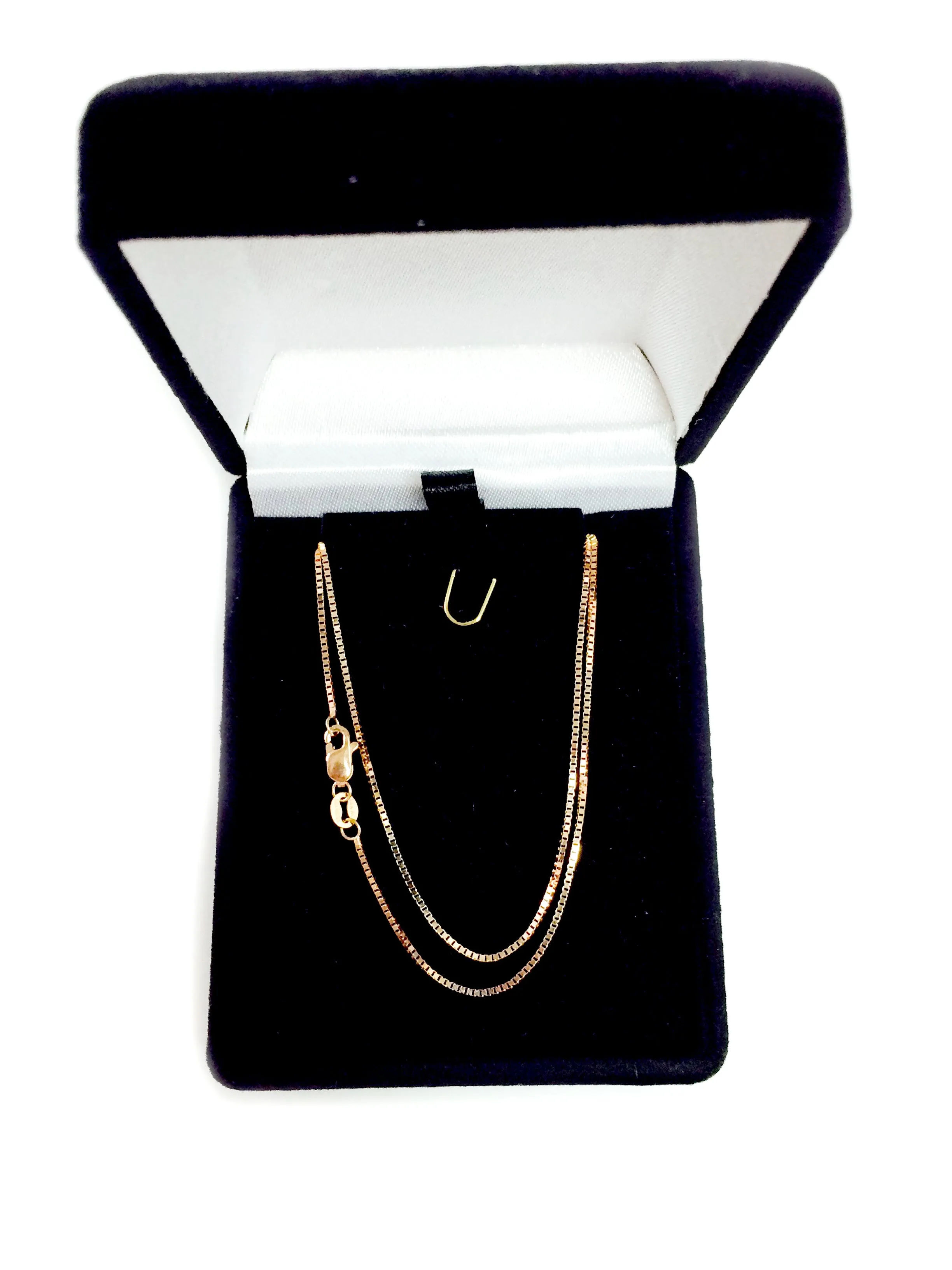 14k Rose Solid Gold Mirror Box Chain Necklace, 0.8mm