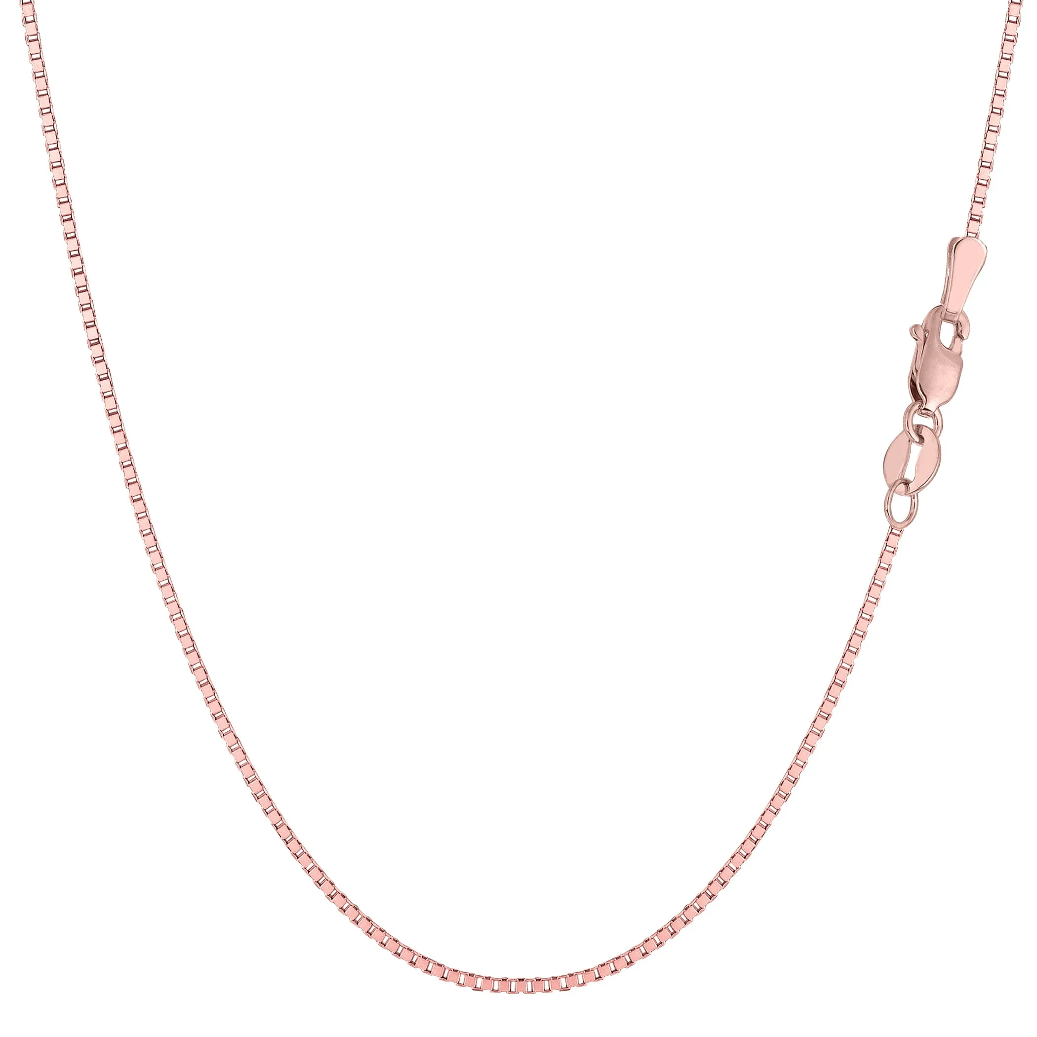 14k Rose Solid Gold Mirror Box Chain Necklace, 0.8mm