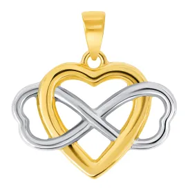 14k Two Tone Gold Interlocking Heart Infinity Love Symbol Pendant