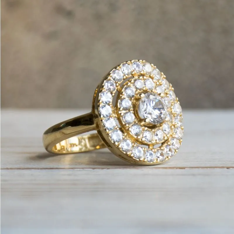 14K Yellow Gold Round White Cubic Zirconia 5mm Ring