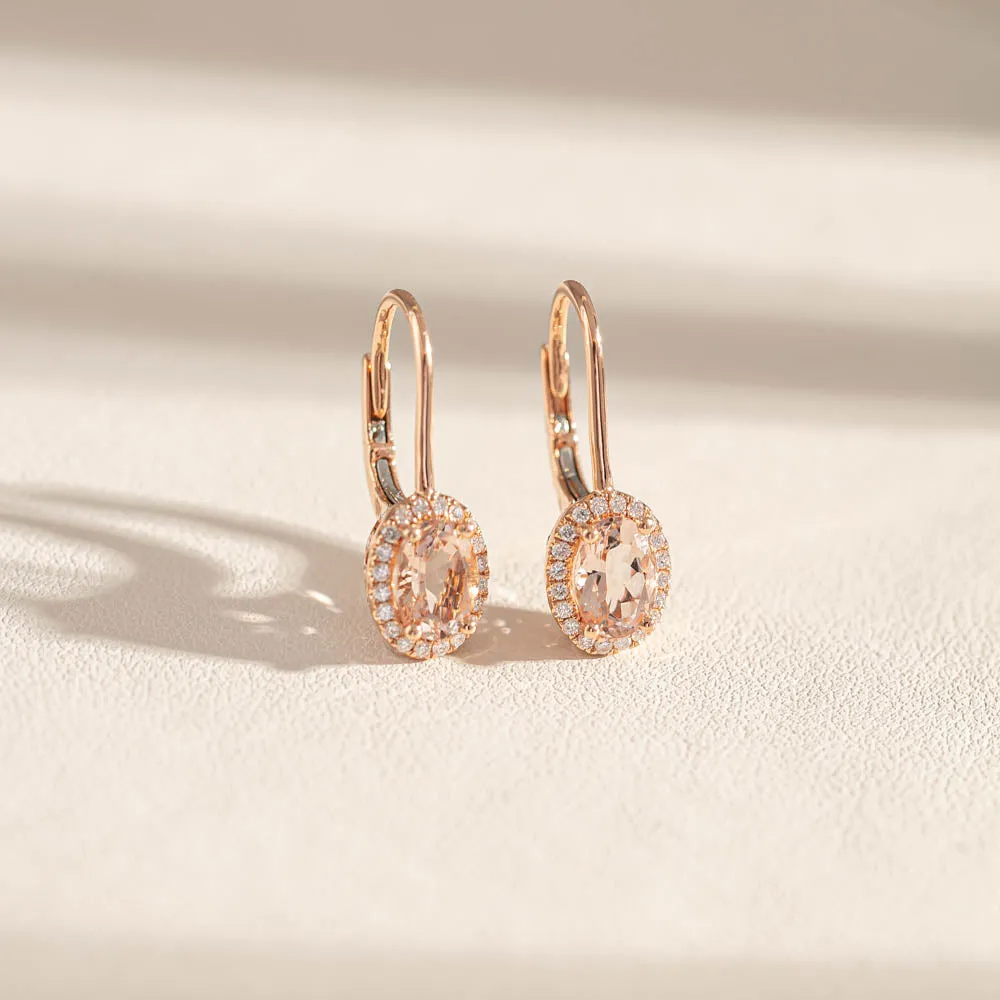 18ct Rose Gold 1.67ct Morganite & Diamond Mini Sierra Earrings