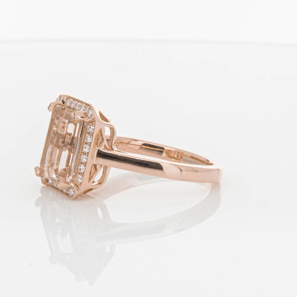 18ct Rose Gold 3.25ct Morganite & Diamond Empire Ring