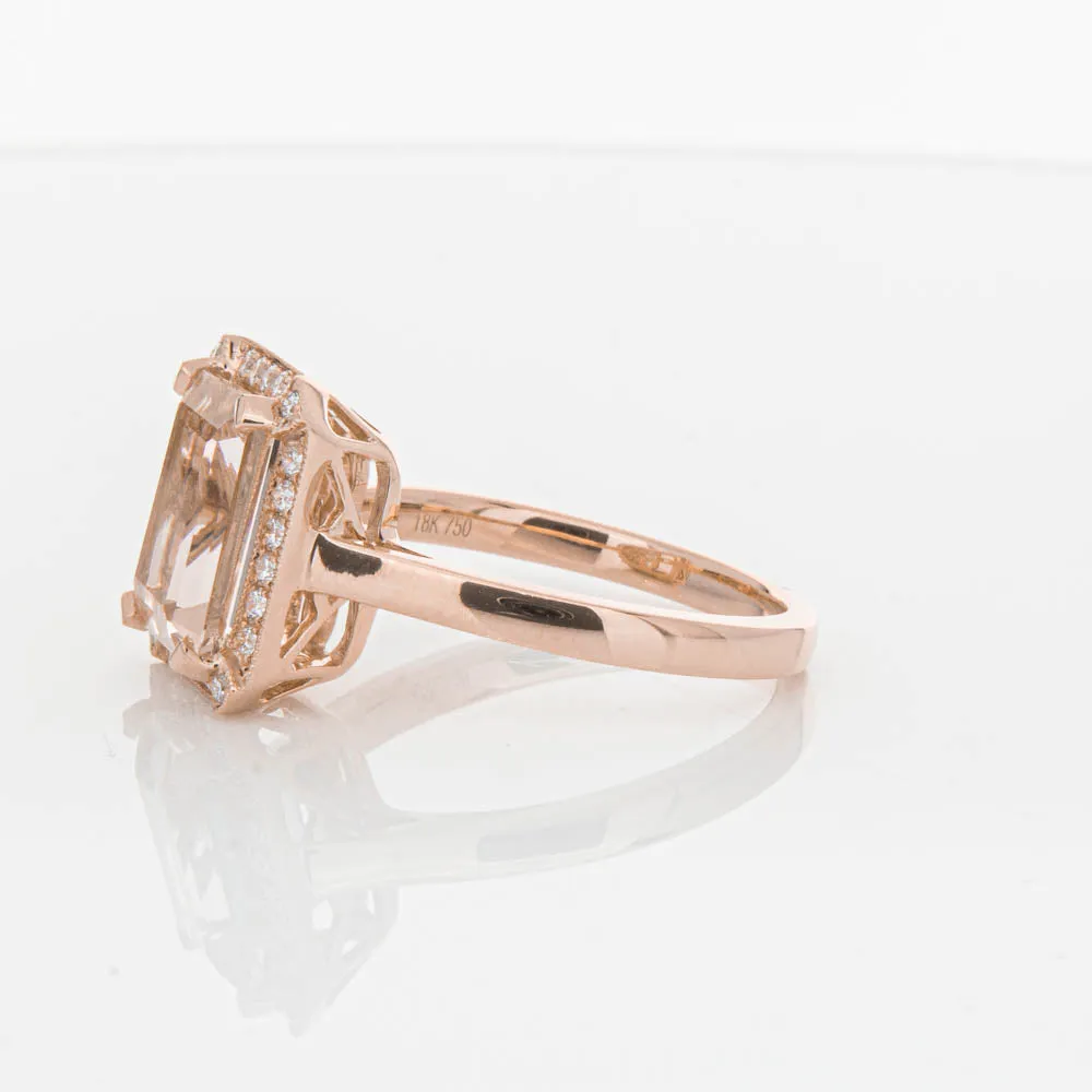 18ct Rose Gold 3.25ct Morganite & Diamond Empire Ring