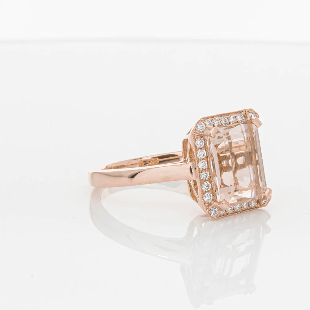 18ct Rose Gold 3.25ct Morganite & Diamond Empire Ring