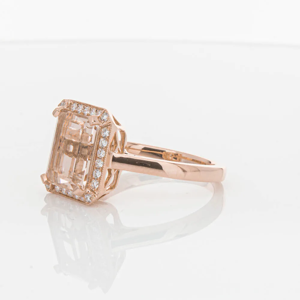 18ct Rose Gold 3.25ct Morganite & Diamond Empire Ring