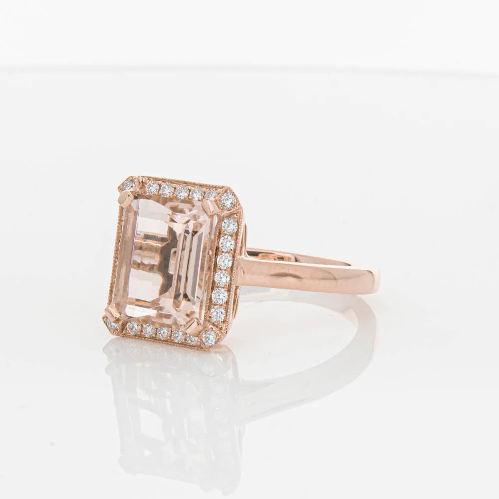 18ct Rose Gold 3.25ct Morganite & Diamond Empire Ring