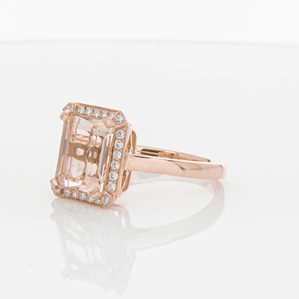 18ct Rose Gold 3.25ct Morganite & Diamond Empire Ring