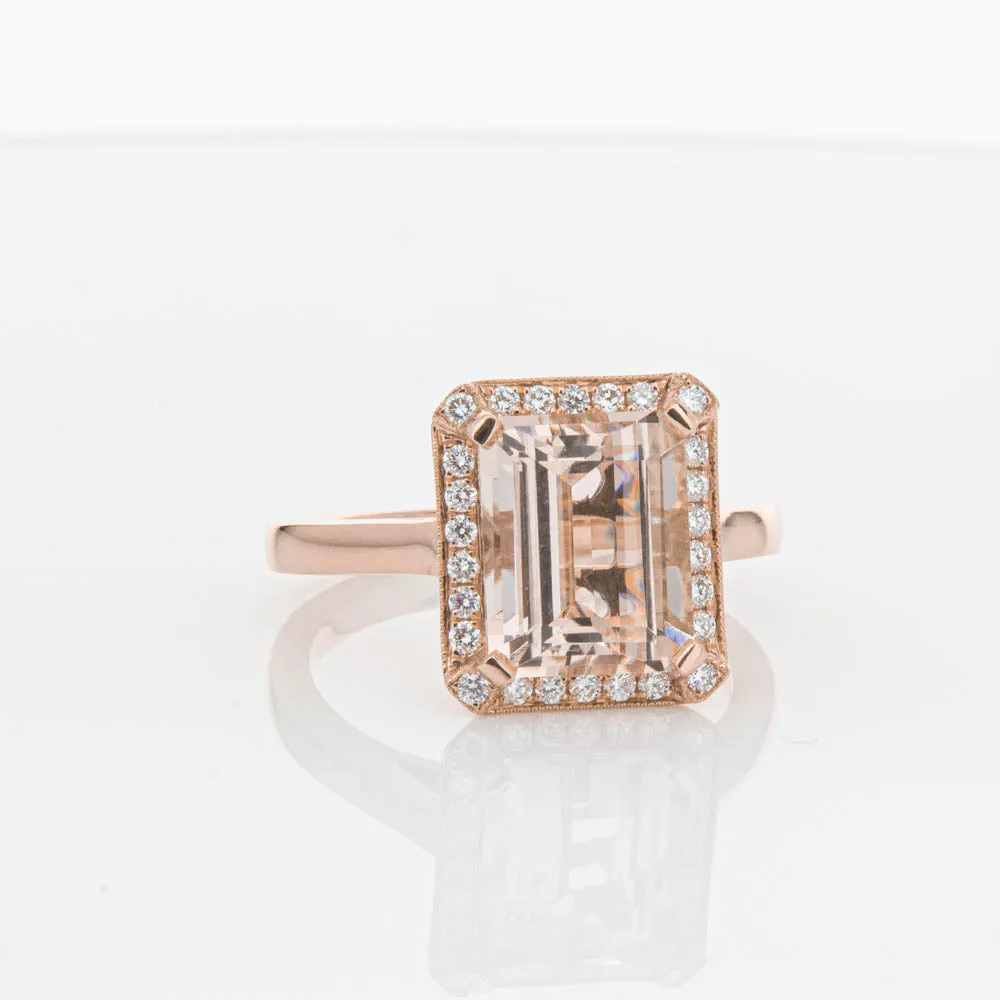 18ct Rose Gold 3.25ct Morganite & Diamond Empire Ring