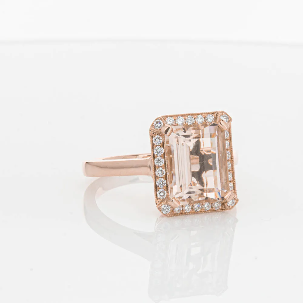 18ct Rose Gold 3.25ct Morganite & Diamond Empire Ring