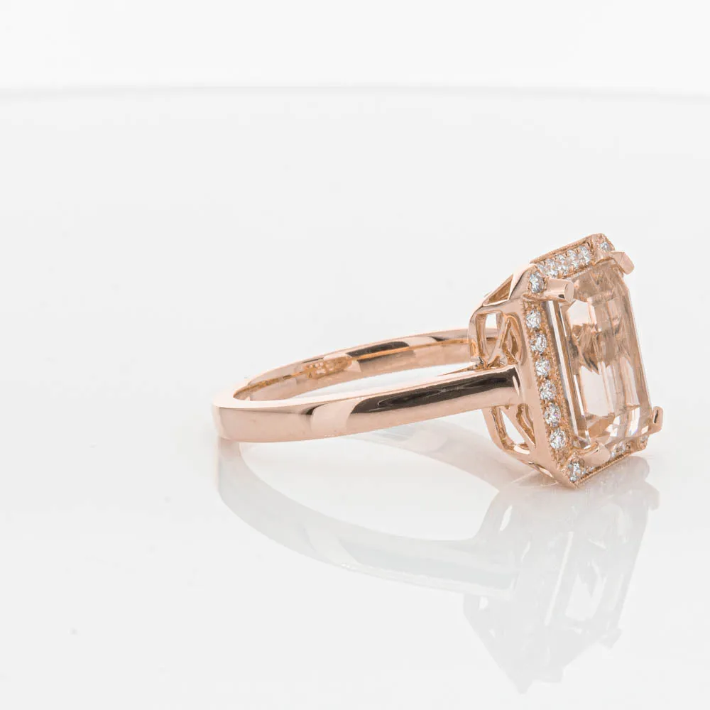 18ct Rose Gold 3.25ct Morganite & Diamond Empire Ring