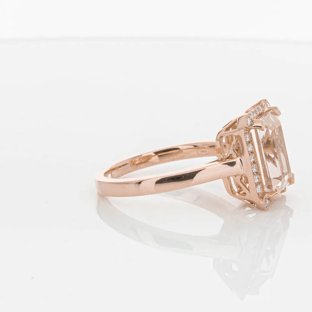 18ct Rose Gold 3.25ct Morganite & Diamond Empire Ring