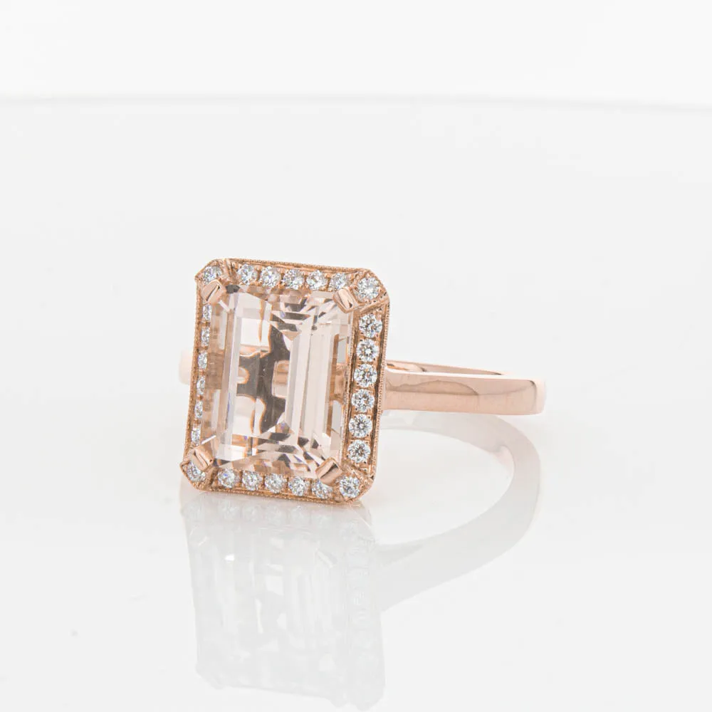 18ct Rose Gold 3.25ct Morganite & Diamond Empire Ring