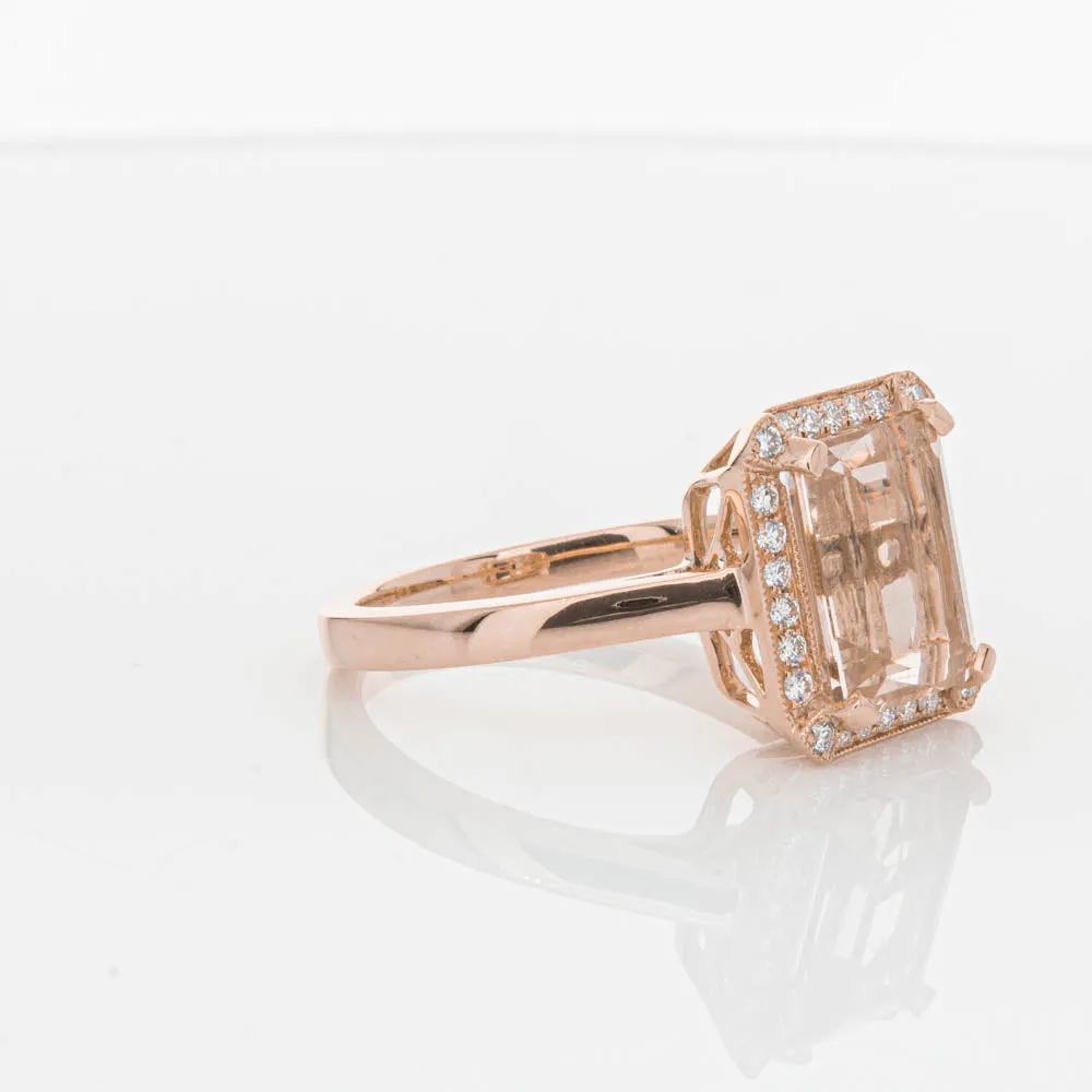 18ct Rose Gold 3.25ct Morganite & Diamond Empire Ring