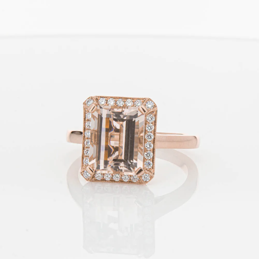 18ct Rose Gold 3.25ct Morganite & Diamond Empire Ring