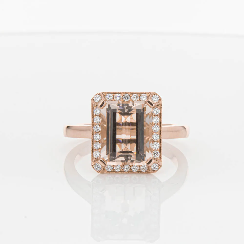 18ct Rose Gold 3.25ct Morganite & Diamond Empire Ring