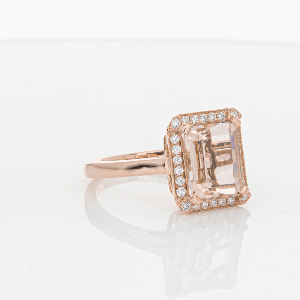 18ct Rose Gold 3.25ct Morganite & Diamond Empire Ring