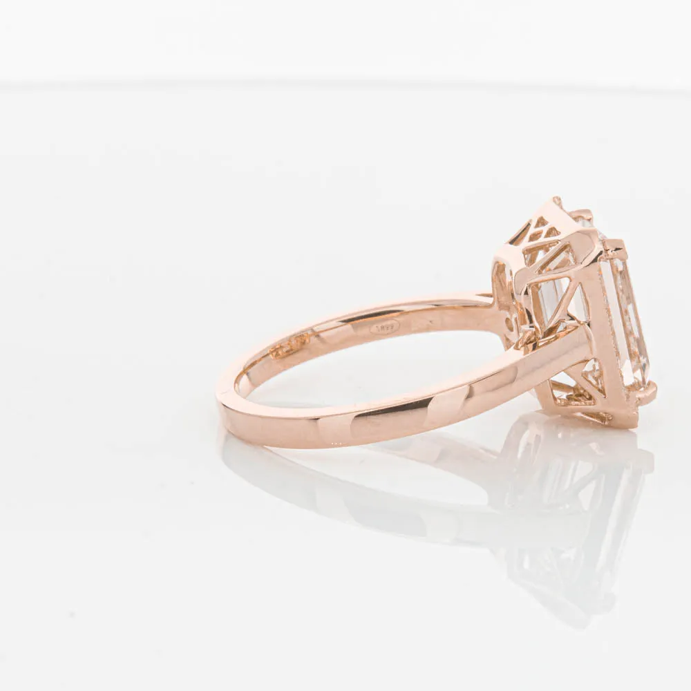 18ct Rose Gold 3.25ct Morganite & Diamond Empire Ring