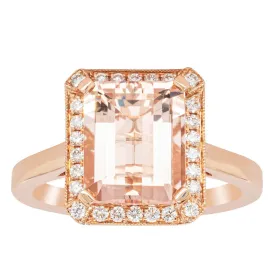 18ct Rose Gold 3.25ct Morganite & Diamond Empire Ring