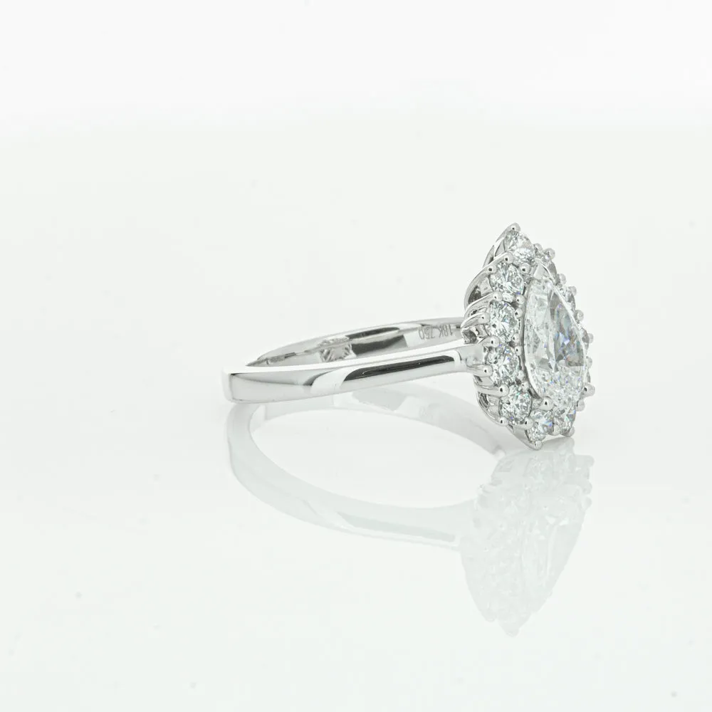 18ct White Gold 1.00ct Pear Cut Diamond Belle Ring