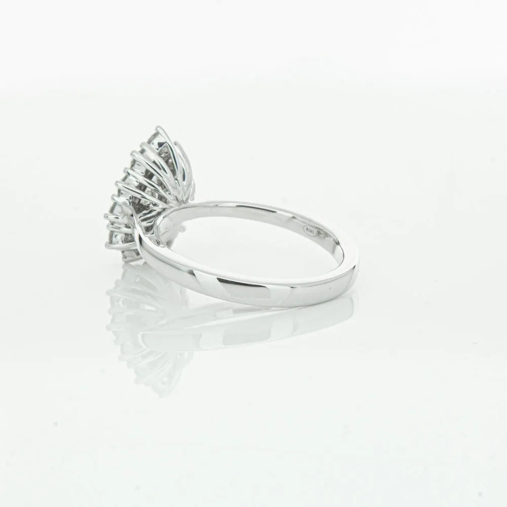 18ct White Gold 1.00ct Pear Cut Diamond Belle Ring