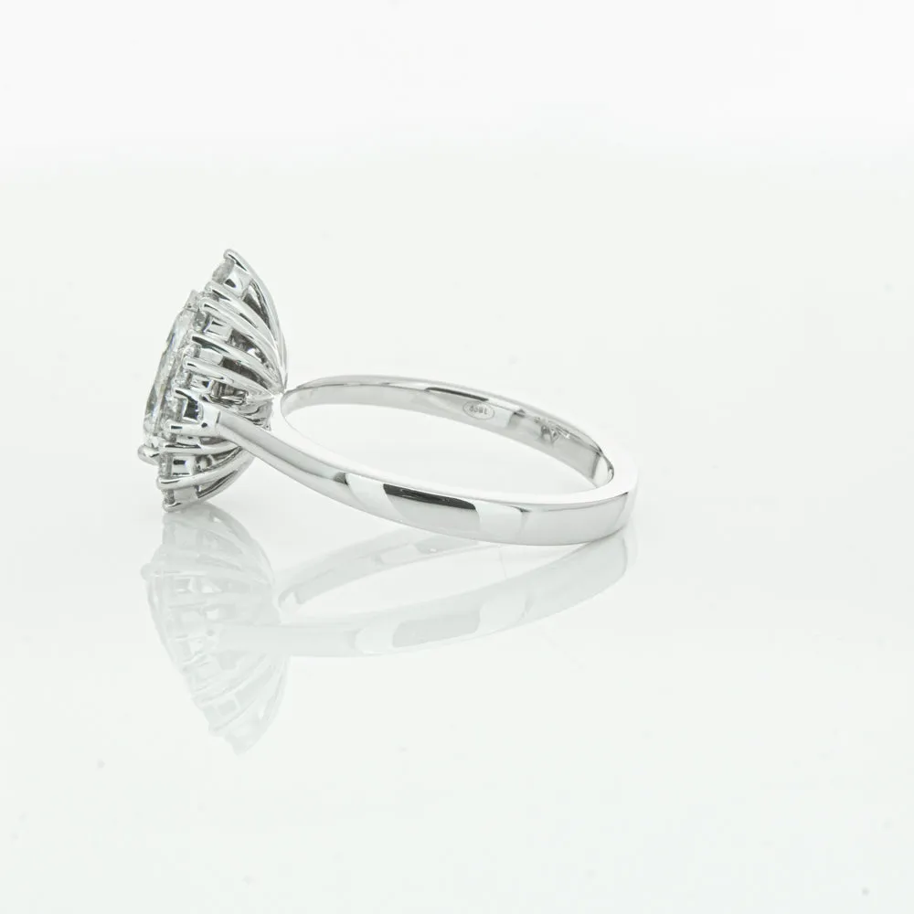 18ct White Gold 1.00ct Pear Cut Diamond Belle Ring