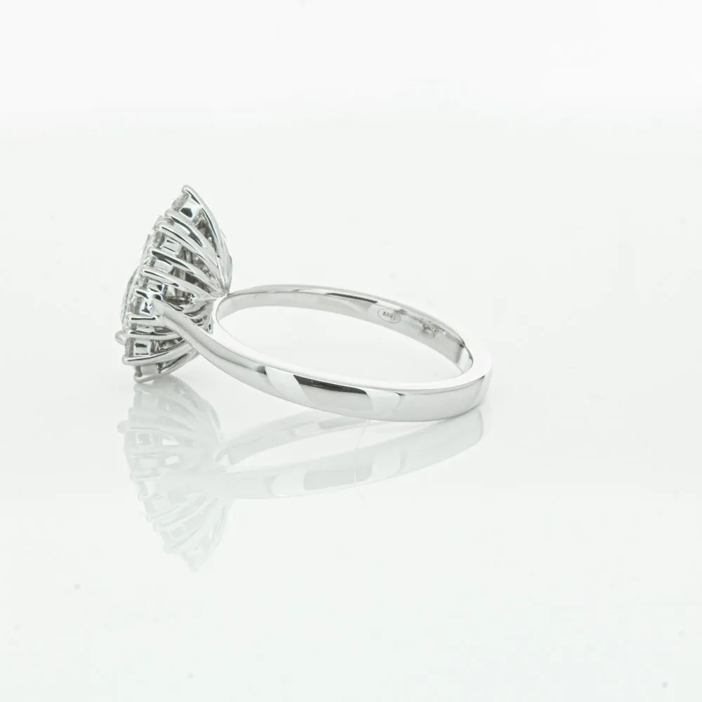 18ct White Gold 1.00ct Pear Cut Diamond Belle Ring