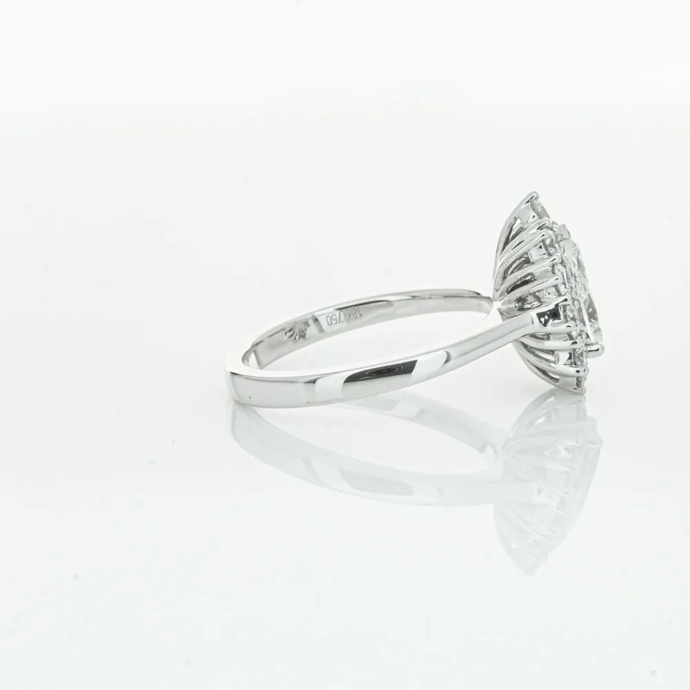 18ct White Gold 1.00ct Pear Cut Diamond Belle Ring