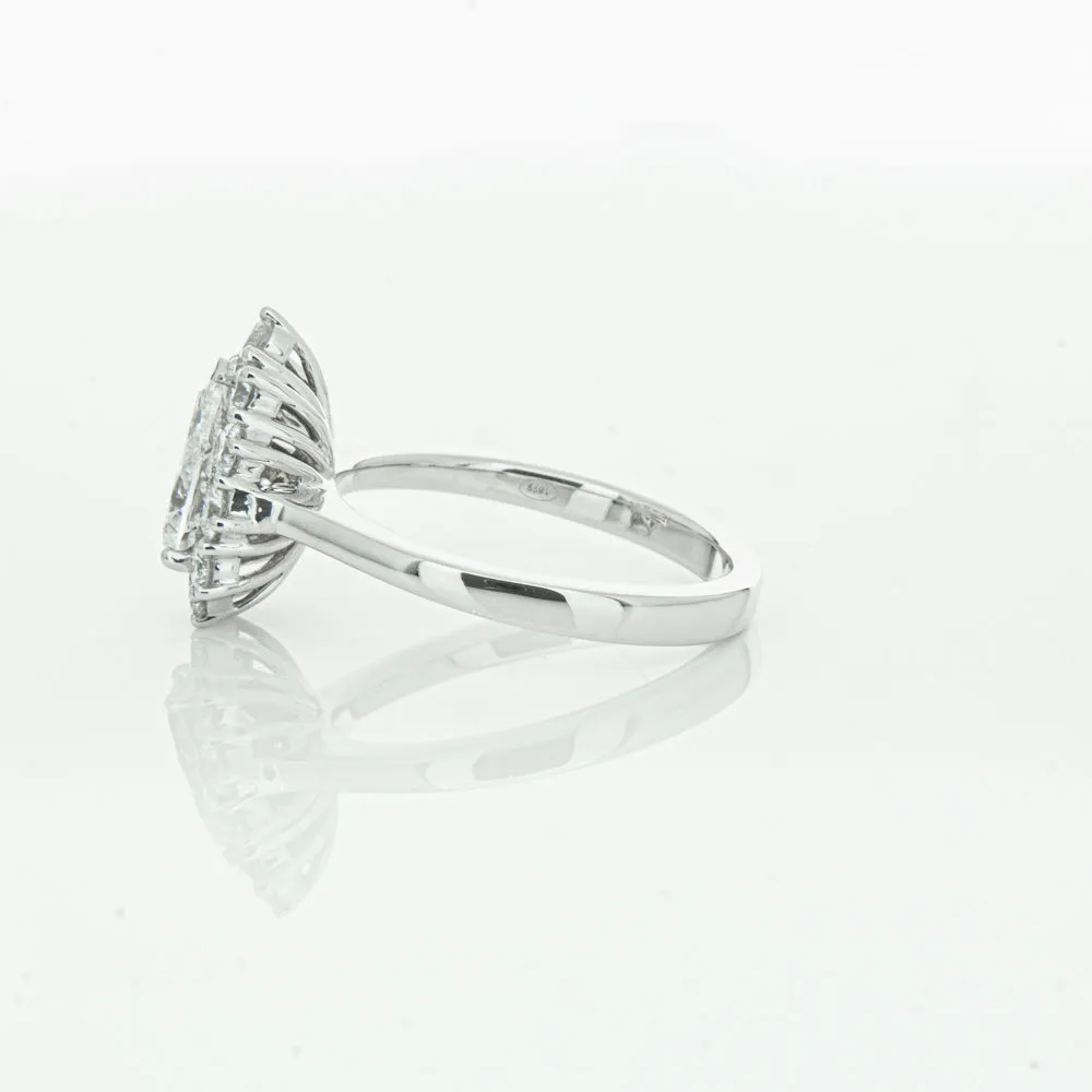 18ct White Gold 1.00ct Pear Cut Diamond Belle Ring