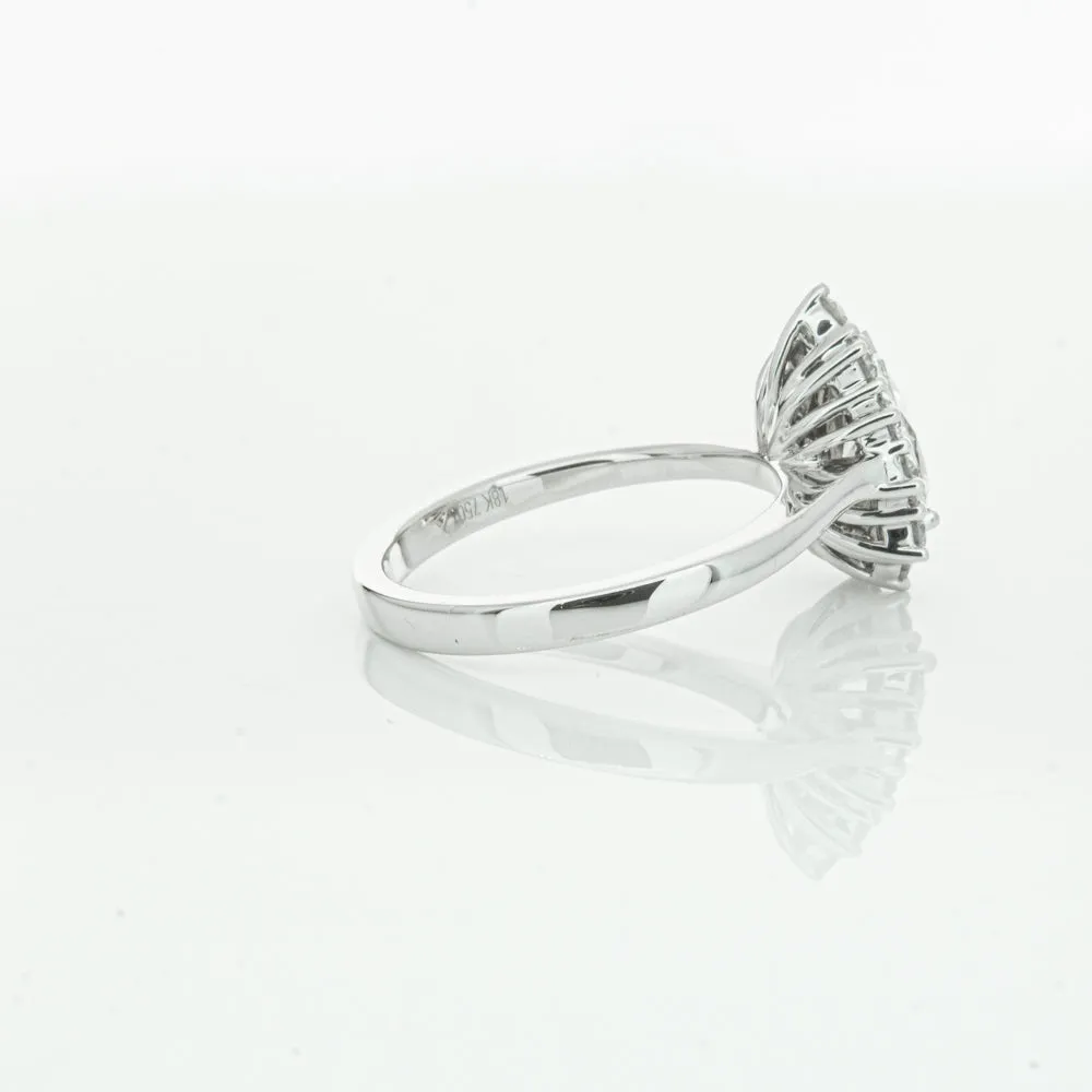 18ct White Gold 1.00ct Pear Cut Diamond Belle Ring