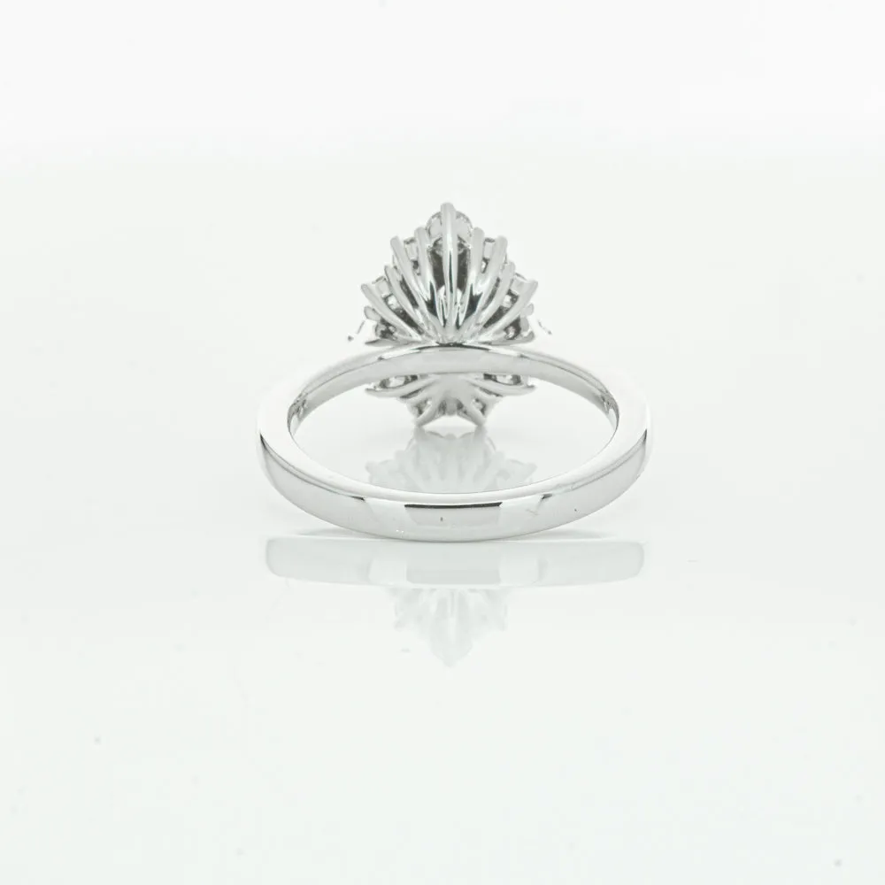 18ct White Gold 1.00ct Pear Cut Diamond Belle Ring