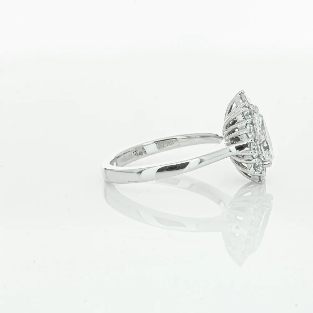 18ct White Gold 1.00ct Pear Cut Diamond Belle Ring