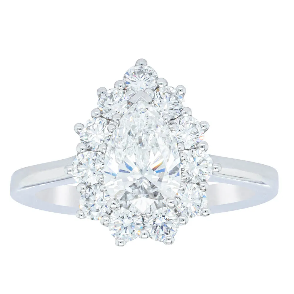 18ct White Gold 1.00ct Pear Cut Diamond Belle Ring