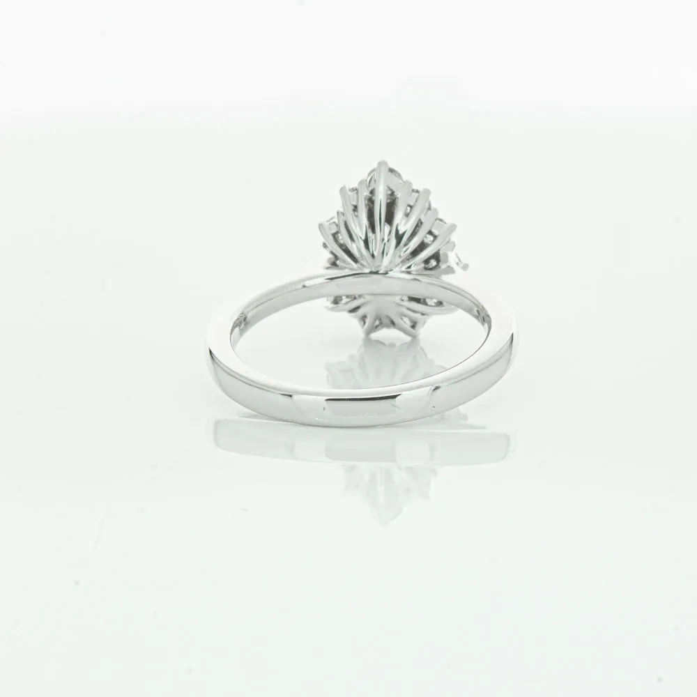 18ct White Gold 1.00ct Pear Cut Diamond Belle Ring