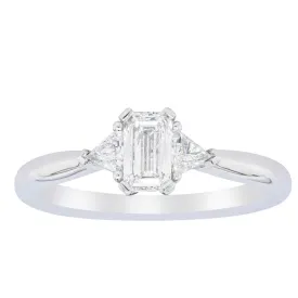 18ct White Gold .50ct Emerald Cut Diamond Ring