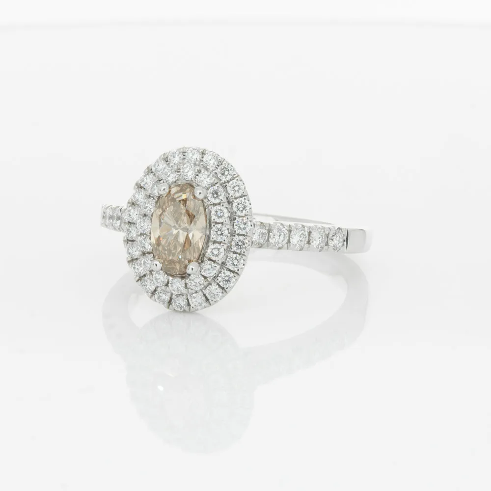 18ct White Gold .50ct Oval Cut Champagne Diamond Rosa Ring