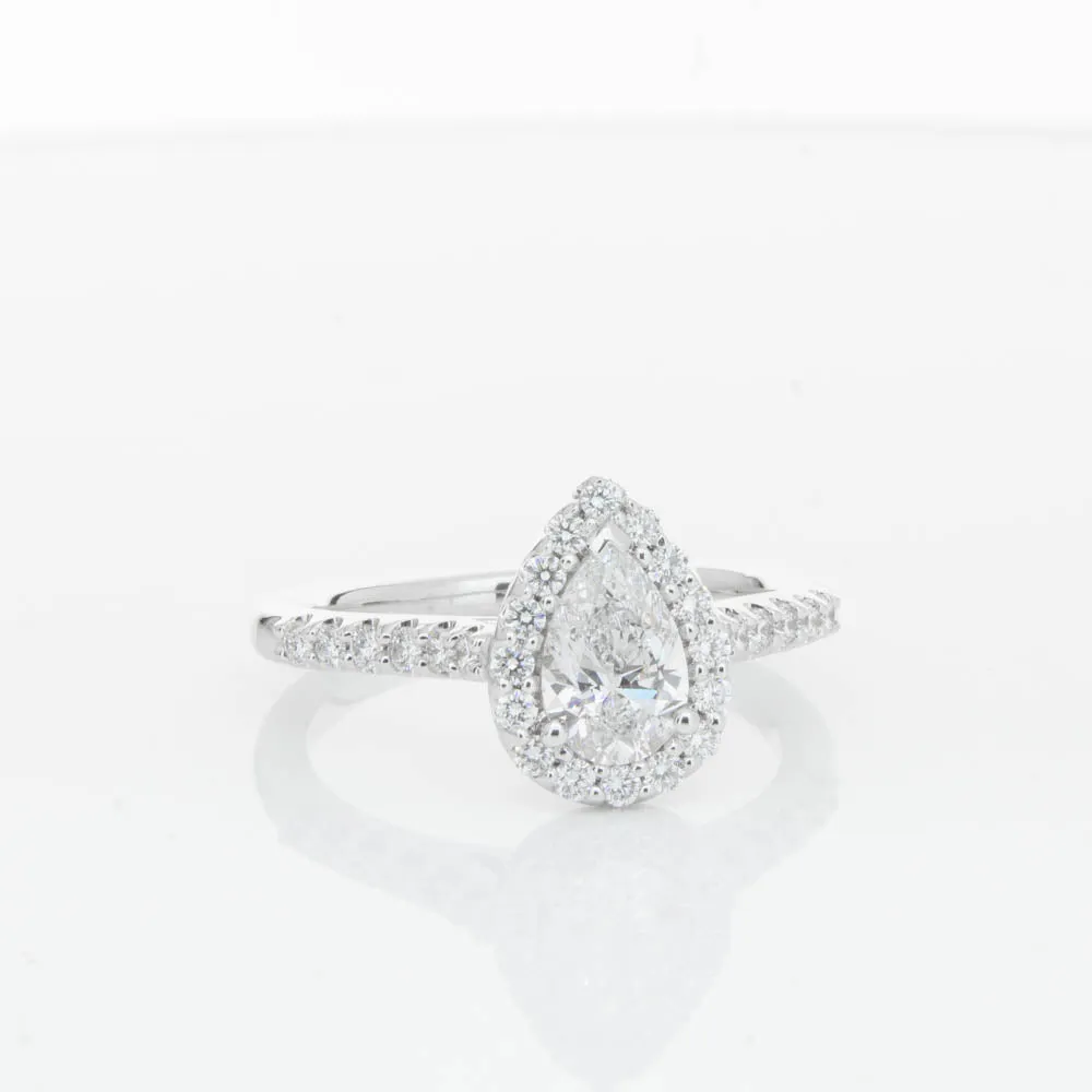 18ct White Gold .70ct Pear Cut Diamond Ring