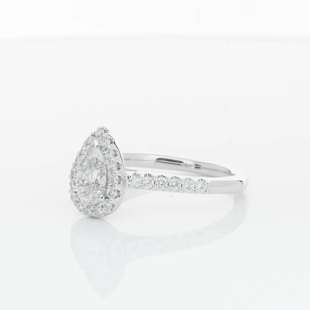 18ct White Gold .70ct Pear Cut Diamond Ring