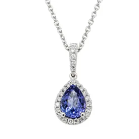 18ct White Gold .80ct Tanzanite & Diamond Mini Sierra Pendant