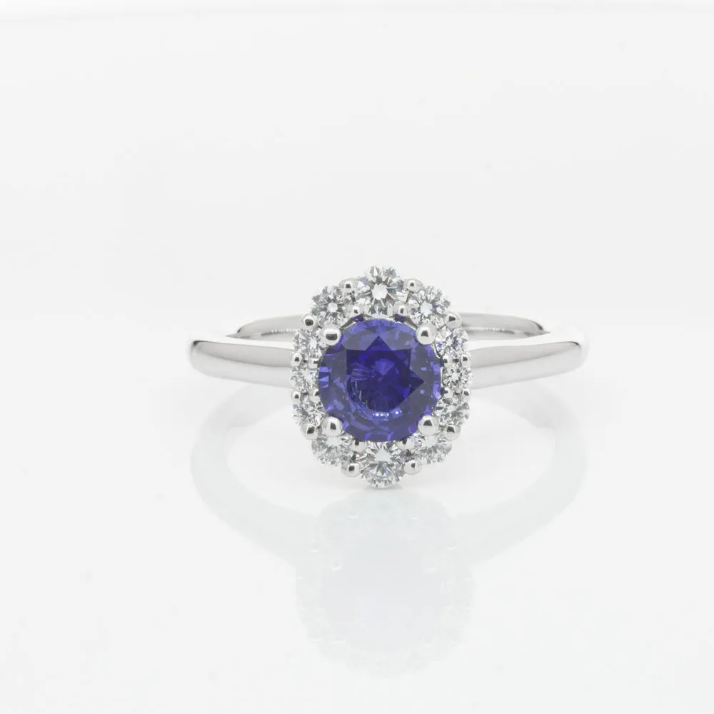 18ct White Gold .89ct Sapphire & Diamond Ring