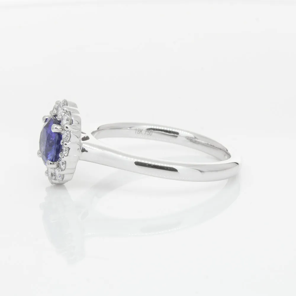 18ct White Gold .89ct Sapphire & Diamond Ring