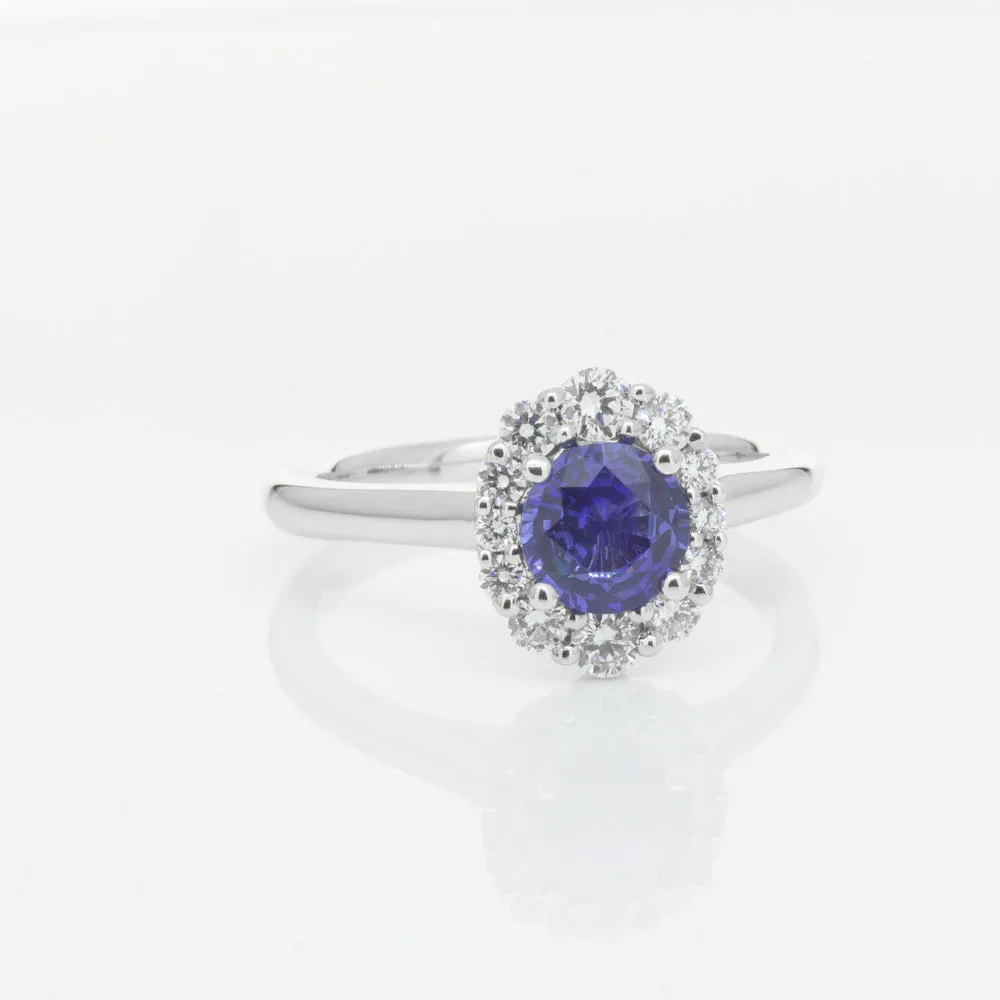 18ct White Gold .89ct Sapphire & Diamond Ring