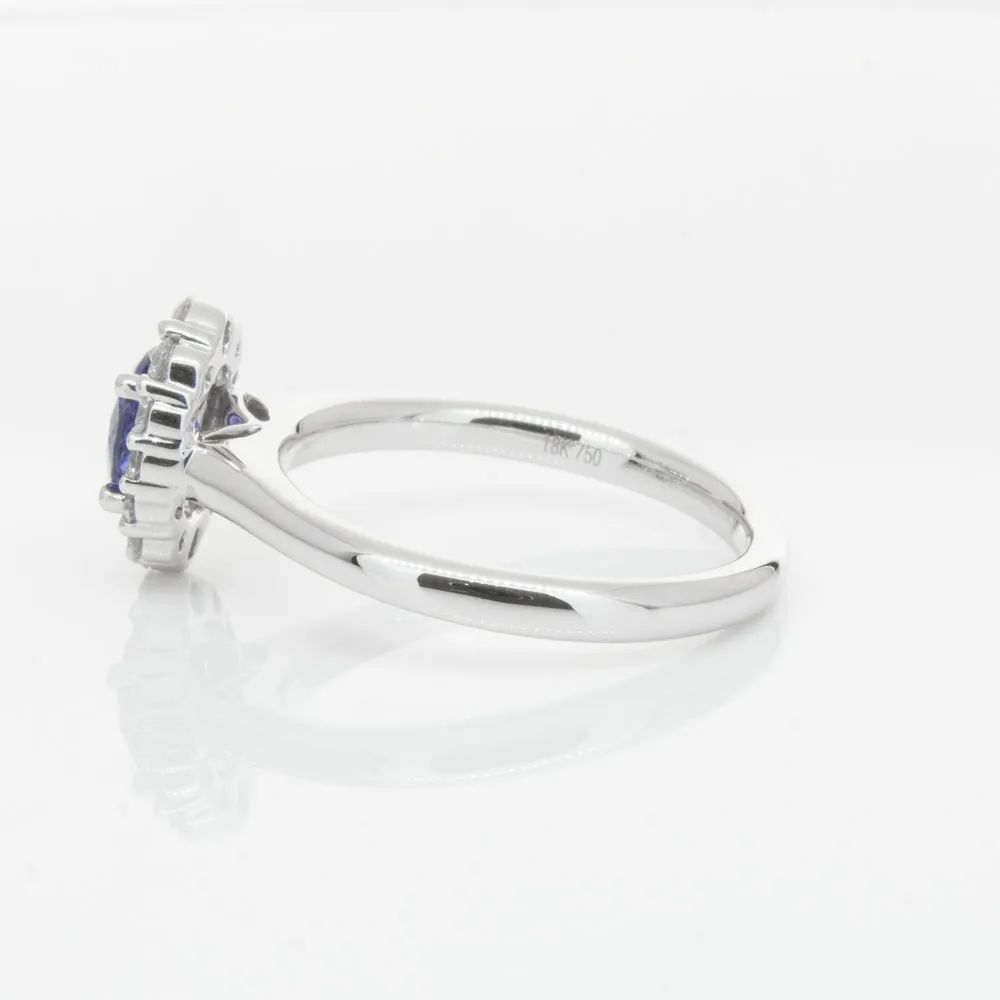 18ct White Gold .89ct Sapphire & Diamond Ring