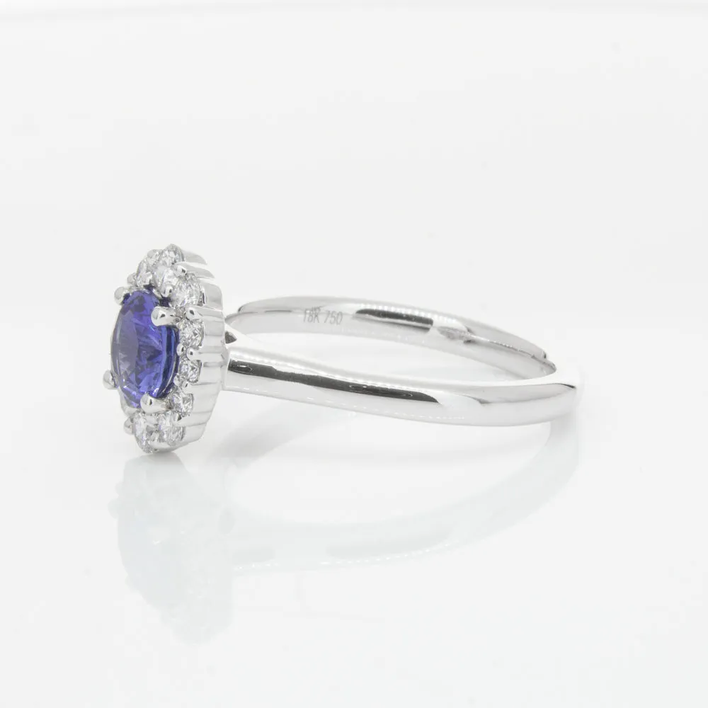 18ct White Gold .89ct Sapphire & Diamond Ring