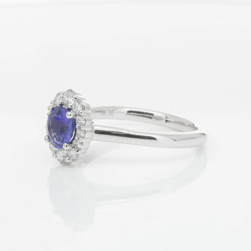 18ct White Gold .89ct Sapphire & Diamond Ring