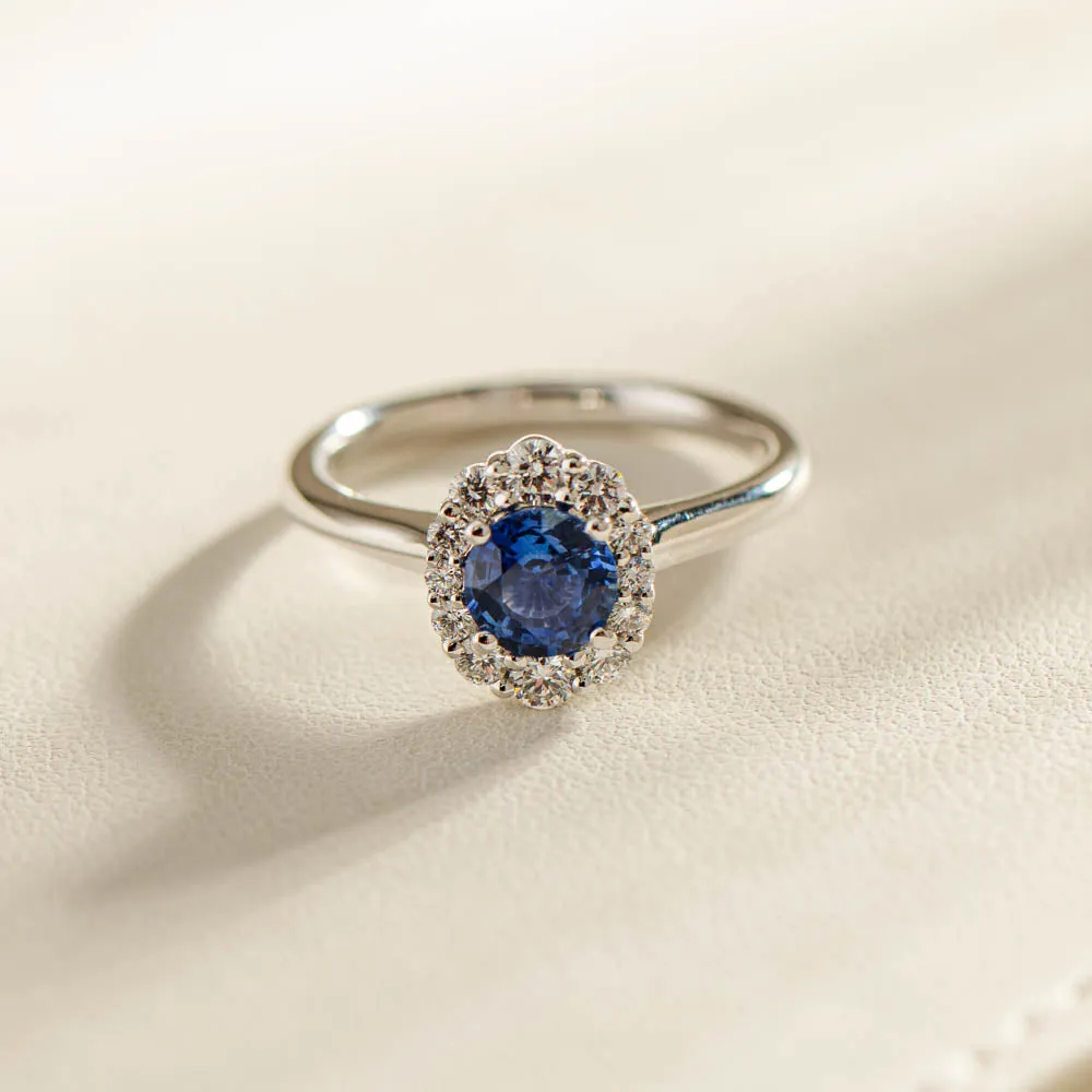 18ct White Gold .89ct Sapphire & Diamond Ring