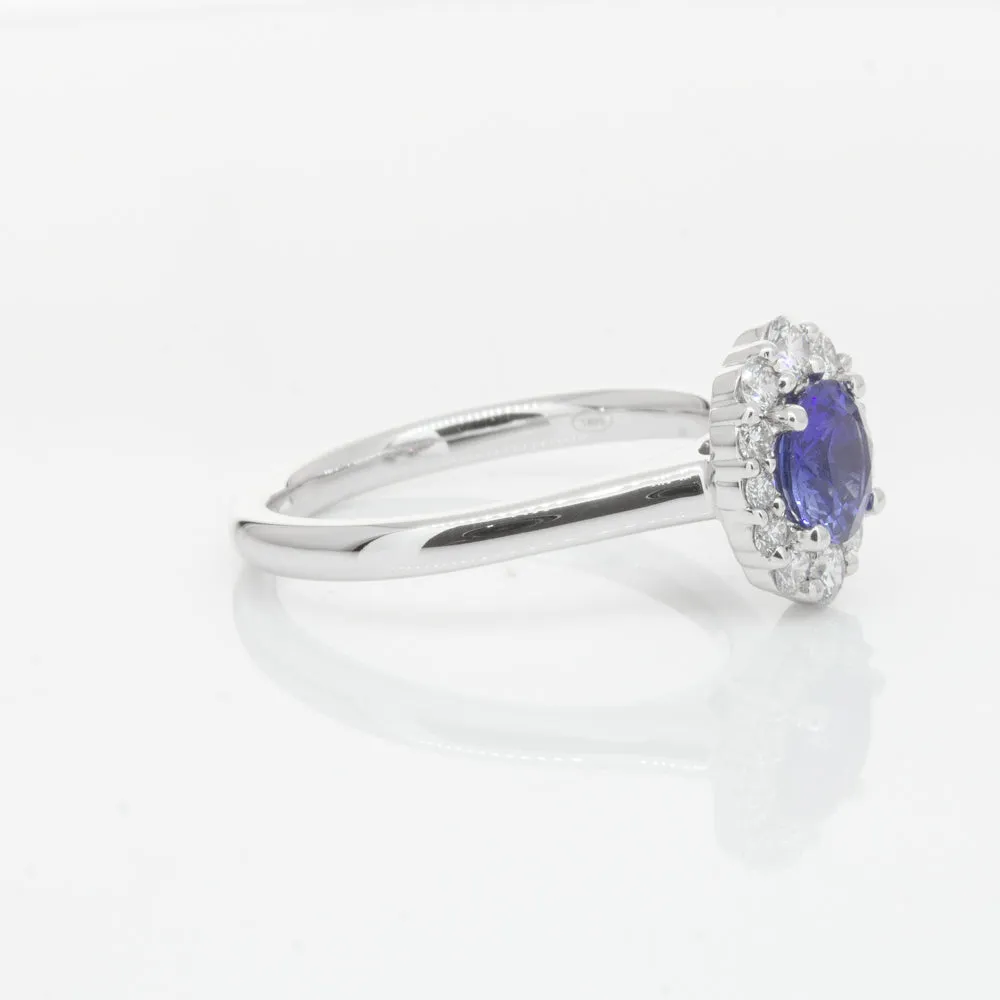 18ct White Gold .89ct Sapphire & Diamond Ring