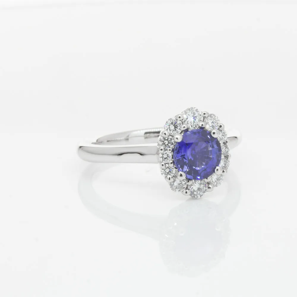 18ct White Gold .89ct Sapphire & Diamond Ring